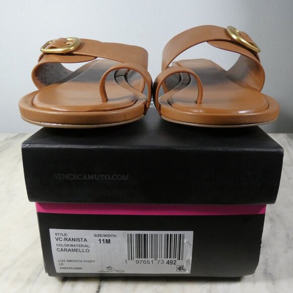 NiB Vince Camuto Women's Ranista Buckle Band Sandal 11 Caramello Leather - Picture 10 of 11